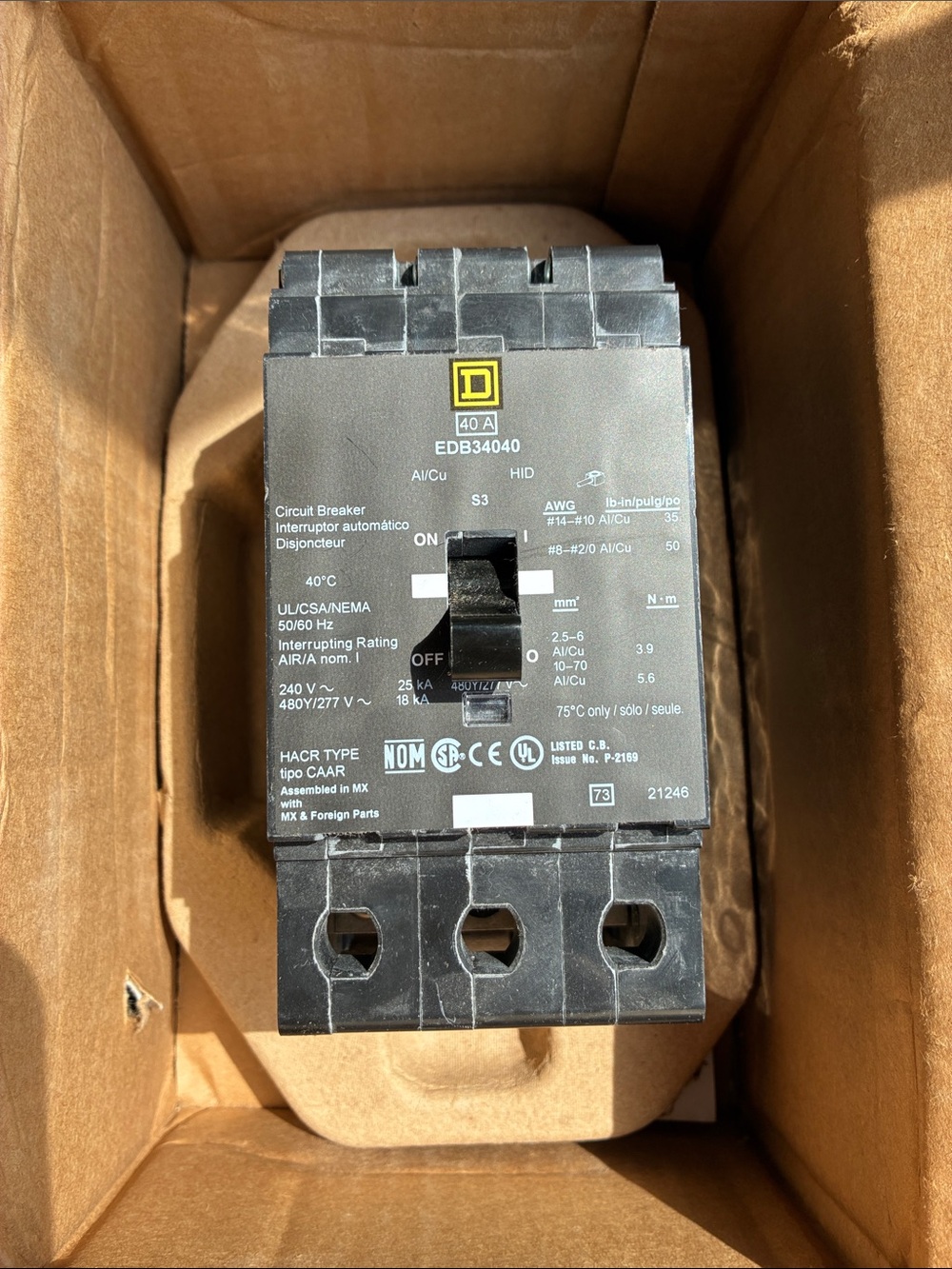40A 3-Pole Circuit Breaker - Black (EDB34040)